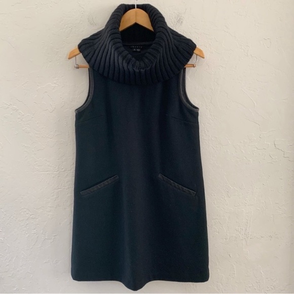 Theory Black Wool Shift Dress with Oversized Turtleneck Size 6 - Picture 1 of 8